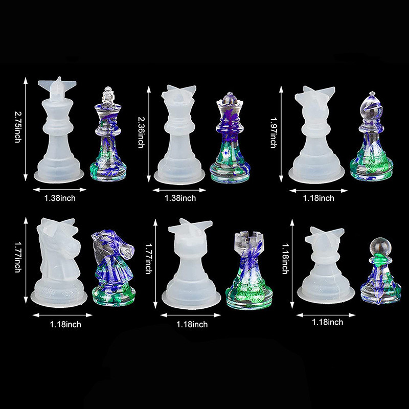 Chess Set Mold, Silicone Mold to make a complete set of chess pieces,  tol1055