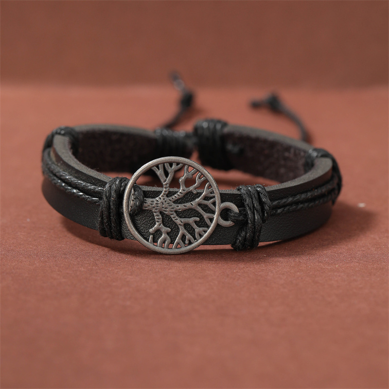 Braided Wrap Leather Bracelets For Men - Vintage, Life Tree