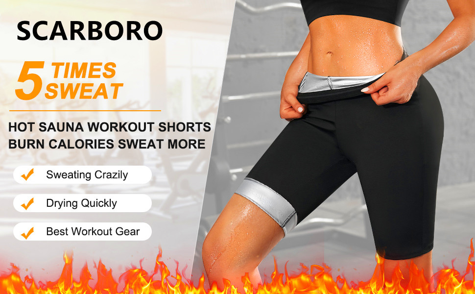 BODYSUNER Sauna Sweat Shorts Thermos Pants Compression Workout Gym