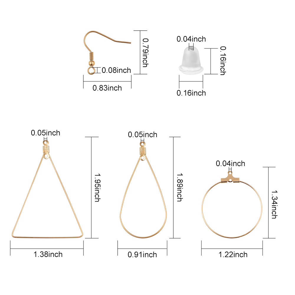 72pcs Earrings Beading Hoop Set for Jewelry Making Earring Finding Triangle Teardrop Round Beading Hoop Earrings Bulk with 200pcs Earring Hooks Hoops