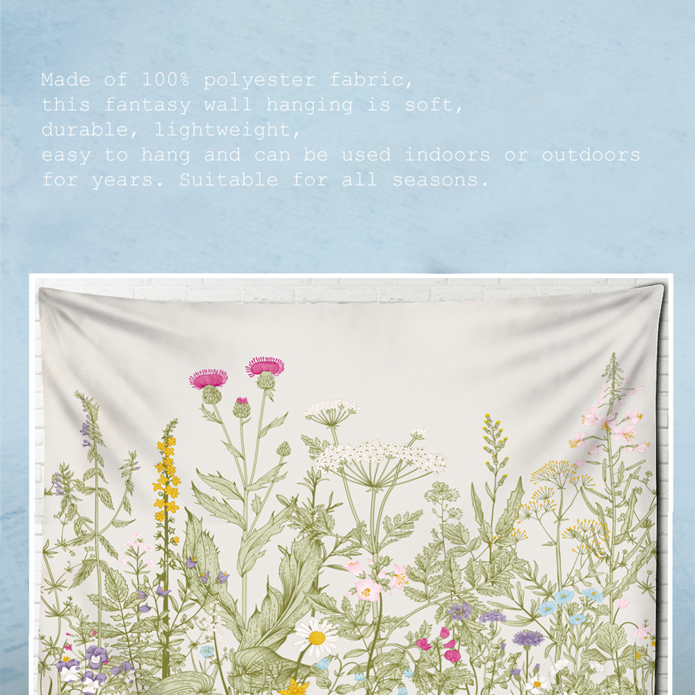  Kayel - Tapiz de tela de poliéster botánico floral