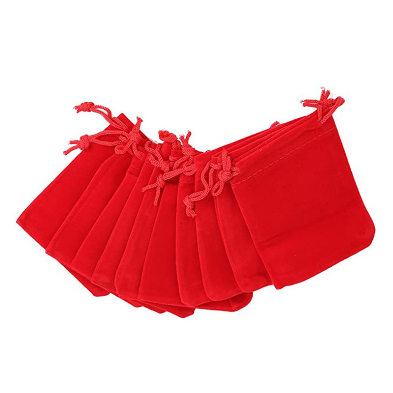 Image of 10pcs Drawstring Closure Jewelry Pouches 7x9cm - Durable Nylon Gift Bags For Valentine's Day, Shoe & Accessory Storage, Decorative Craft Supplies, Accessory Organizer | Festive Design | Plush Texture