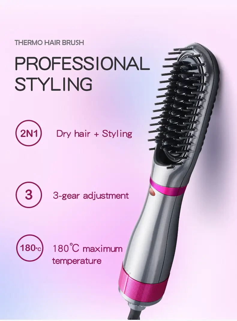electric hair dryer comb straightener temperature control multifunctional hot air brush electric heating comb professional styling tools details 1