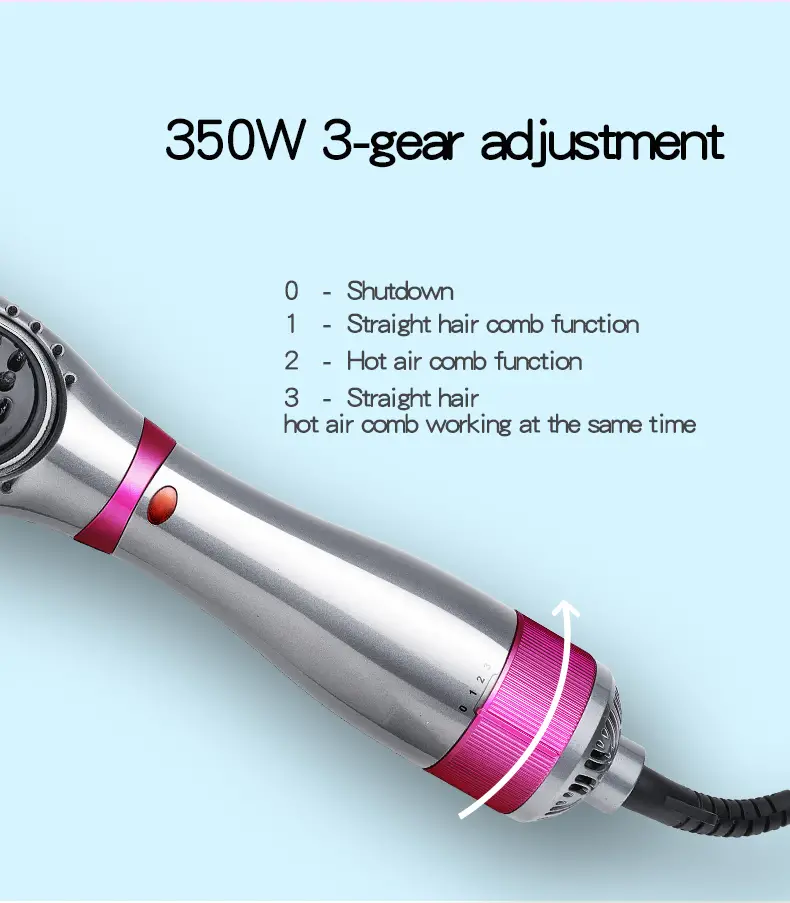 electric hair dryer comb straightener temperature control multifunctional hot air brush electric heating comb professional styling tools details 6