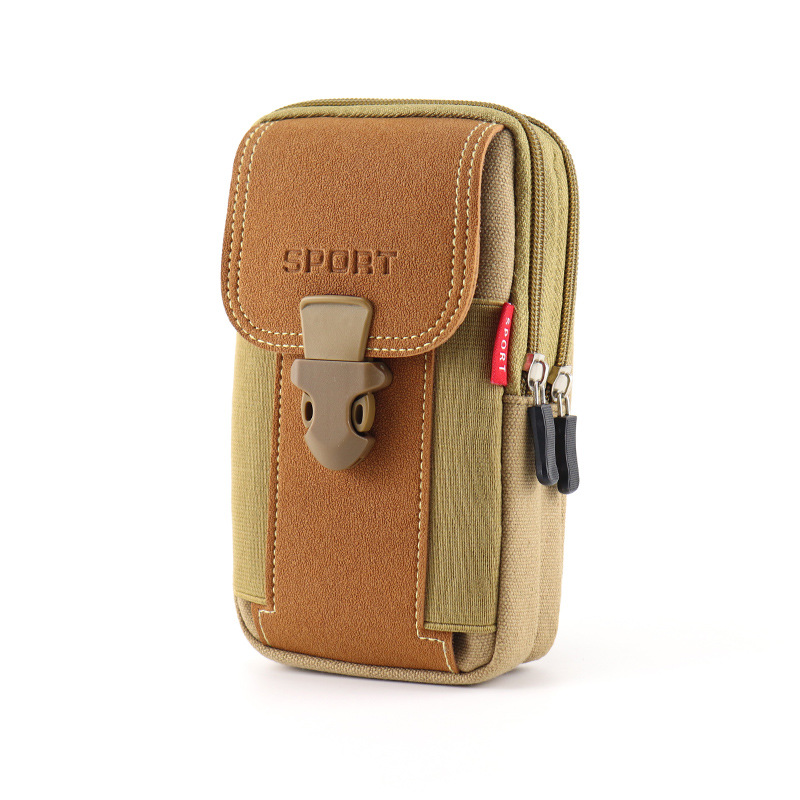 1pc New Canvas Mobile Phone Bag Wearing Belt Vertical Mobile Phone Case