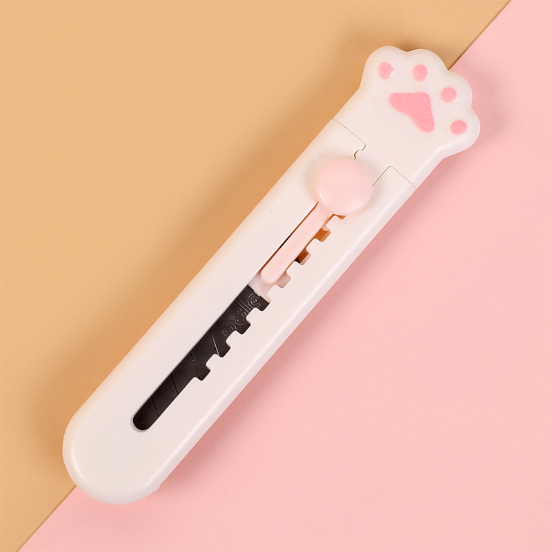 Mini Box Cutter Cartoon Cute Girly Pink Cat Paw Clouds Cutter