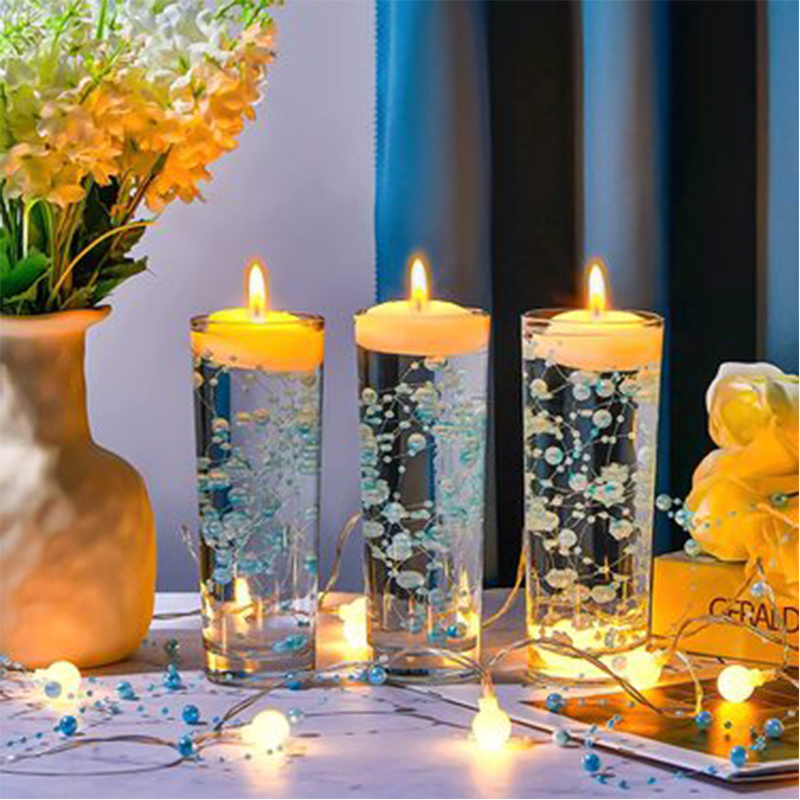 50 cuerdas de perlas para velas flotantes, perlas de imitación para relleno  de jarrón, decoración de mesa de centro de mesa para bodas, fiestas