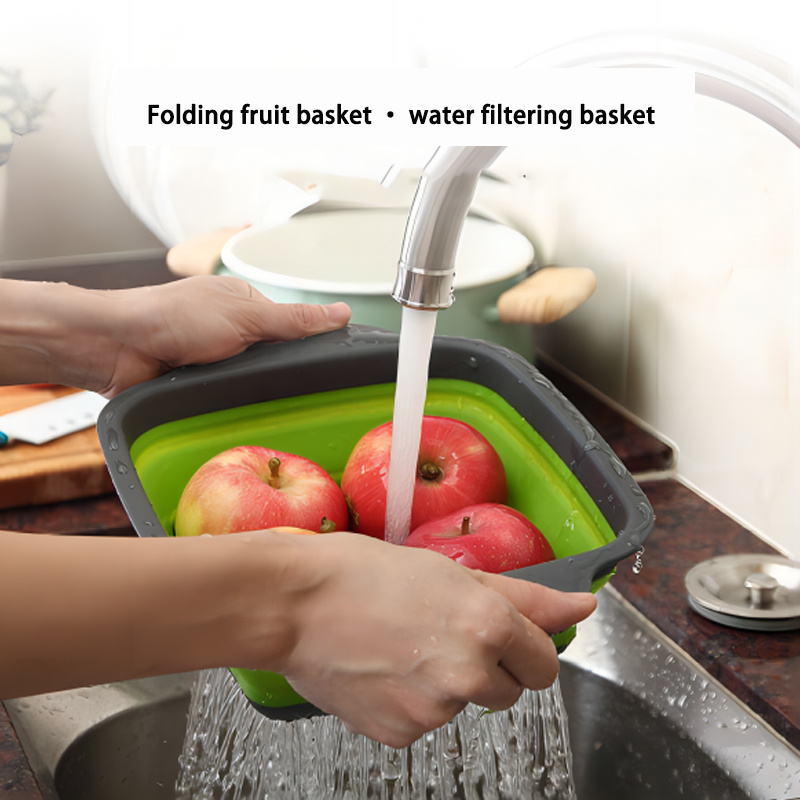 2pcs Folding Drain Basket, Portable Fruit Vegetable Cleaning Washing  Basket, Square Expandable Filter Basket, Home Tool, Home Gadgets, Home  Accessorie