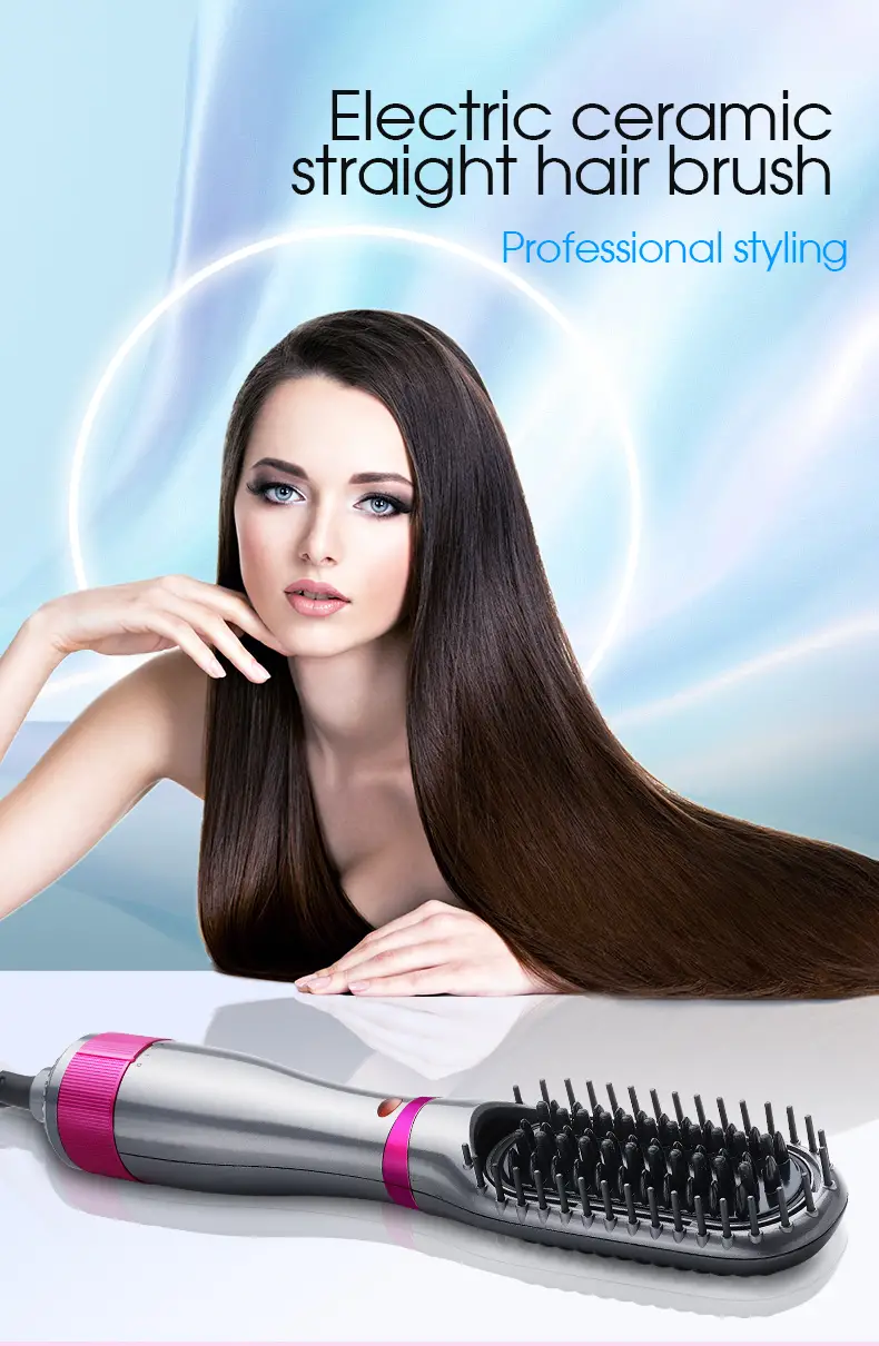 electric hair dryer comb straightener temperature control multifunctional hot air brush electric heating comb professional styling tools details 0