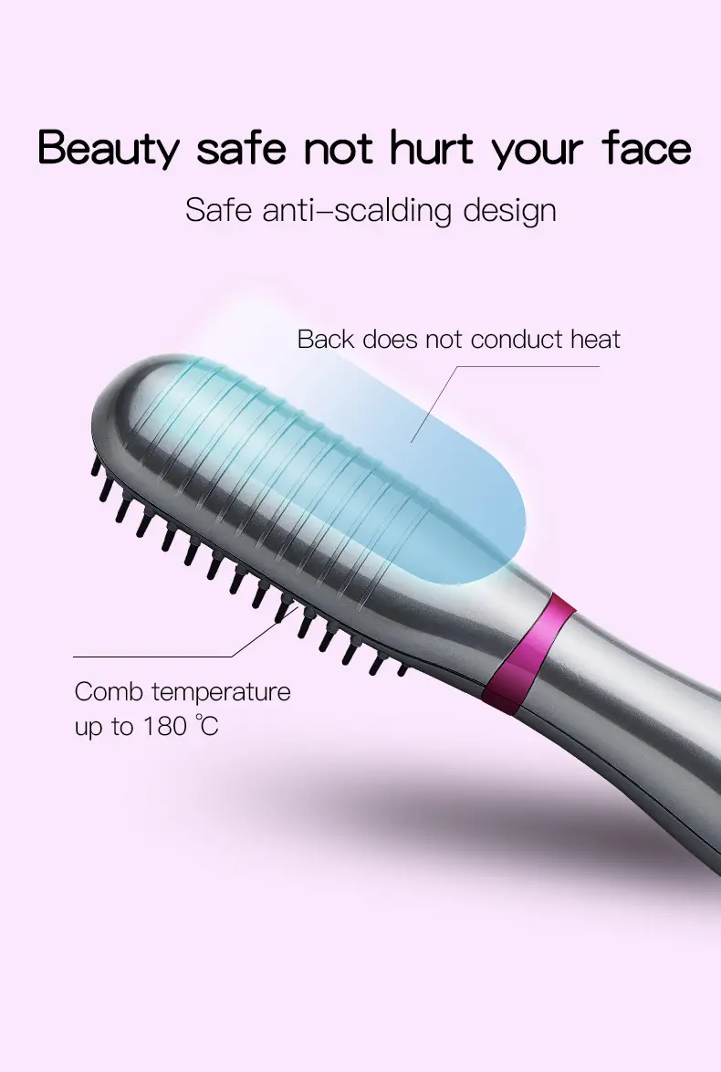 electric hair dryer comb straightener temperature control multifunctional hot air brush electric heating comb professional styling tools details 5