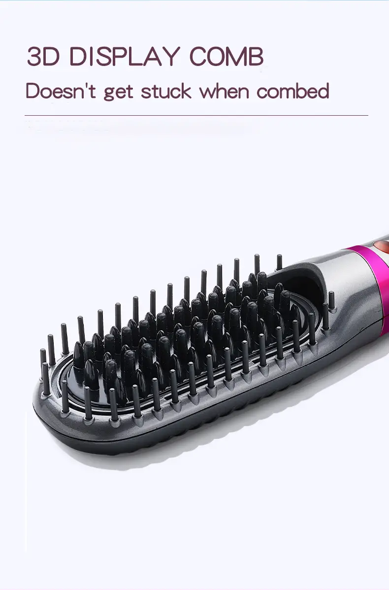 electric hair dryer comb straightener temperature control multifunctional hot air brush electric heating comb professional styling tools details 4