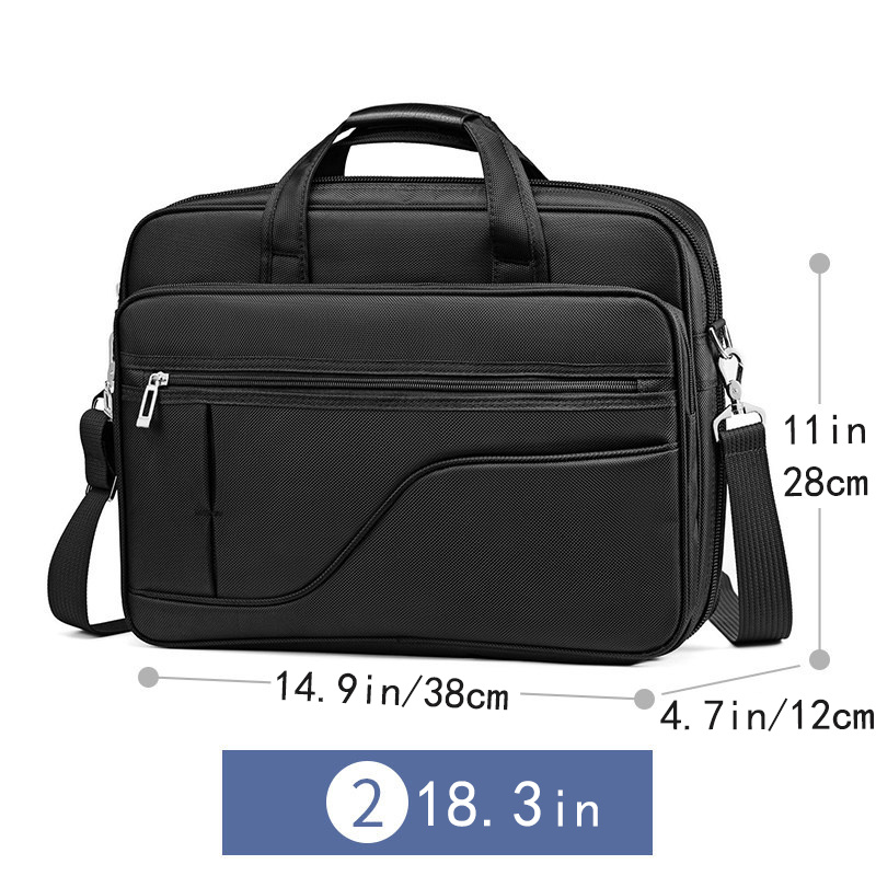 Laptop Bag, Expandable Briefcase,computer Bag Men Women,laptop Shoulder Bag, work Bag Business Travel Office (black- ) - Temu