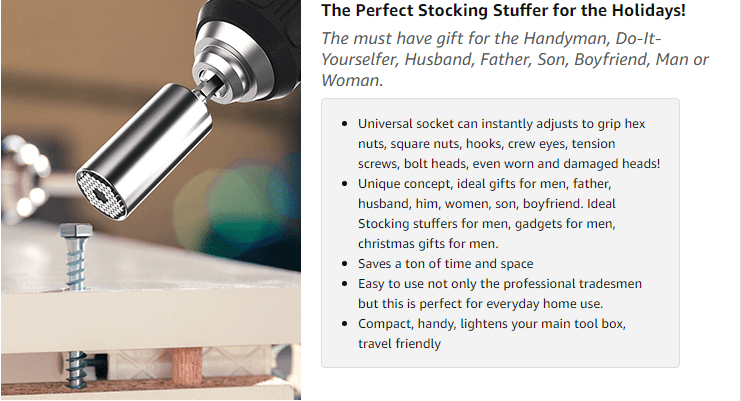 Stocking Stuffers Super Universal Socket - Tools Gifts for Men Women Grip  Socket with Power Drill Adapter Cool Gadgets for Men Car Guy Birthday Gift