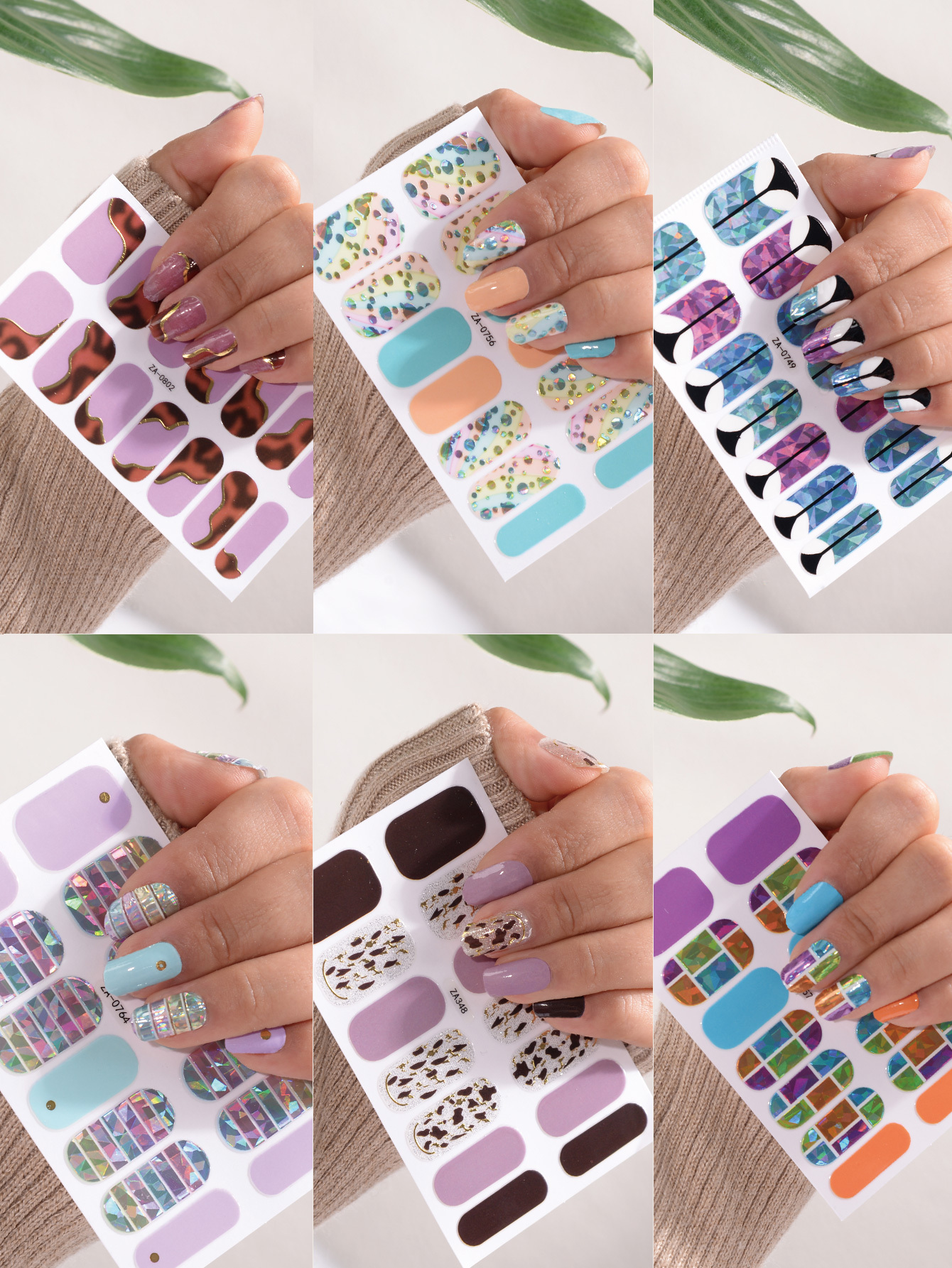 Colorful Nail Art Stickers, Full Wraps For Women Girls, Self Adhesive