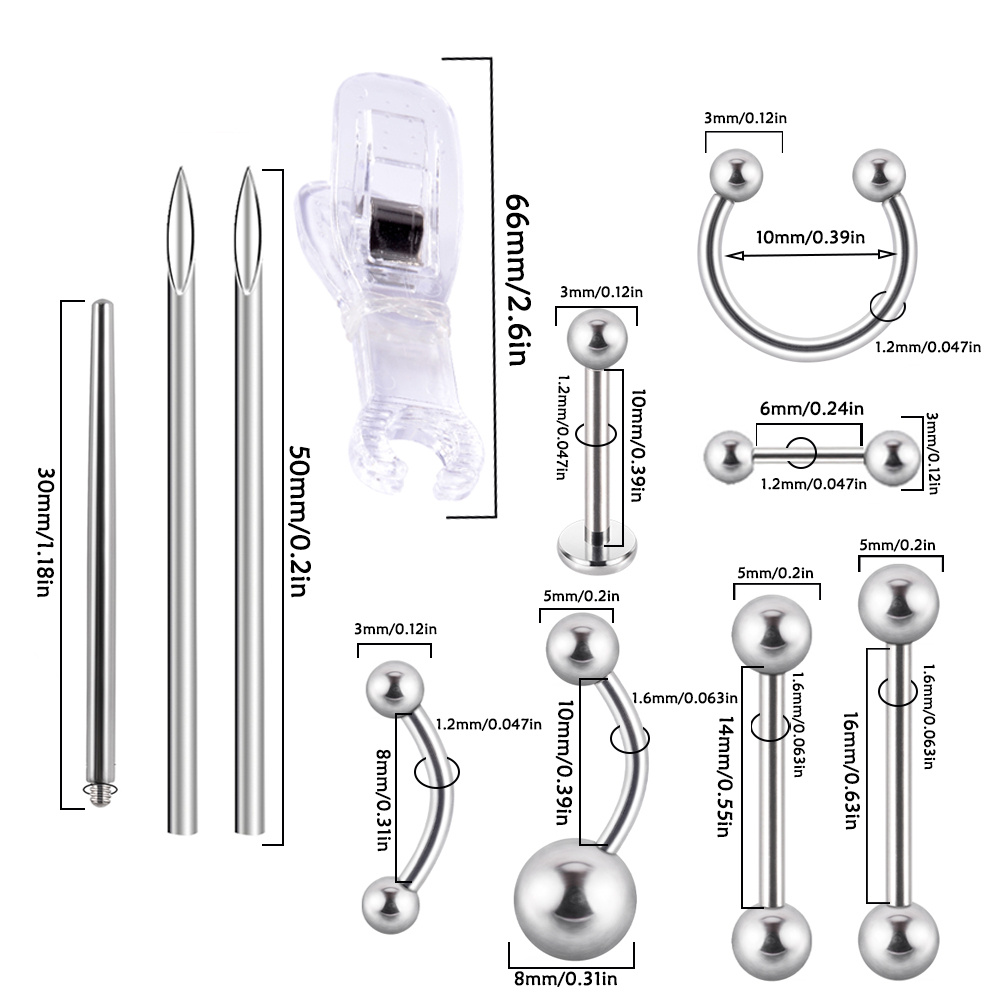 Belly Button Nail Tool Internal Thread Lip Nail Tongue Nail Piercing