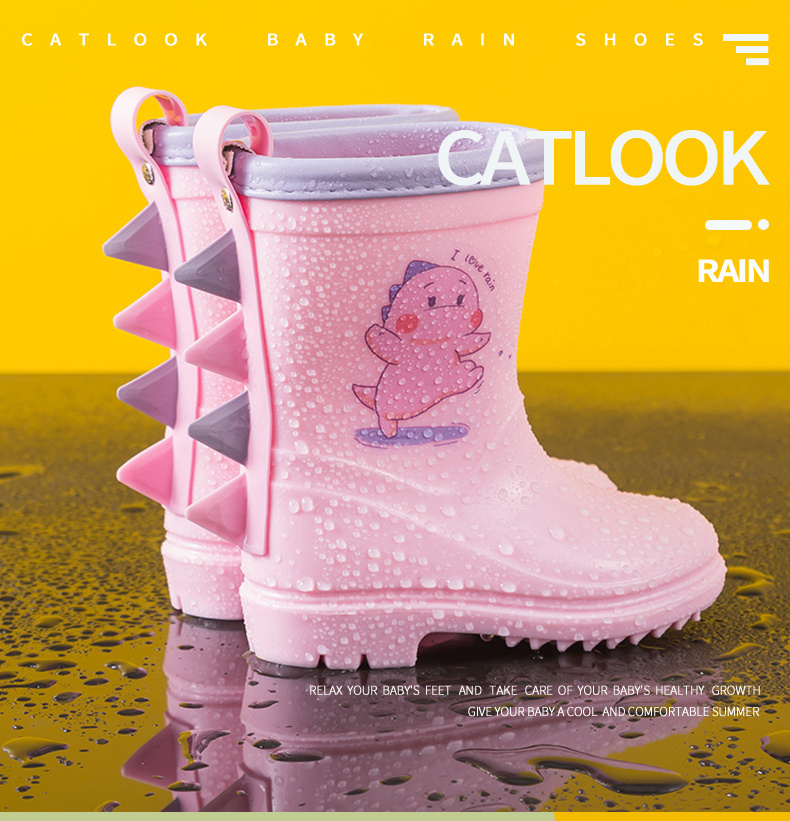 Botas De Lluvia Para Niñas Con Decoración De Dinosaurios De Dibujos  Animados - Calzado De Niños - Temu