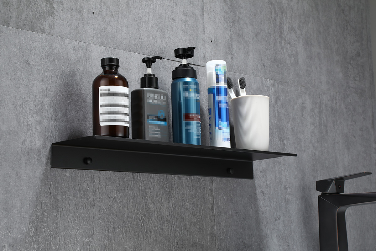 Bathroom Shelf 30-50cm Modern Matt Black Kitchen Wall Shelf Shower Bath  Storage Rack Cosmetic Shelf
