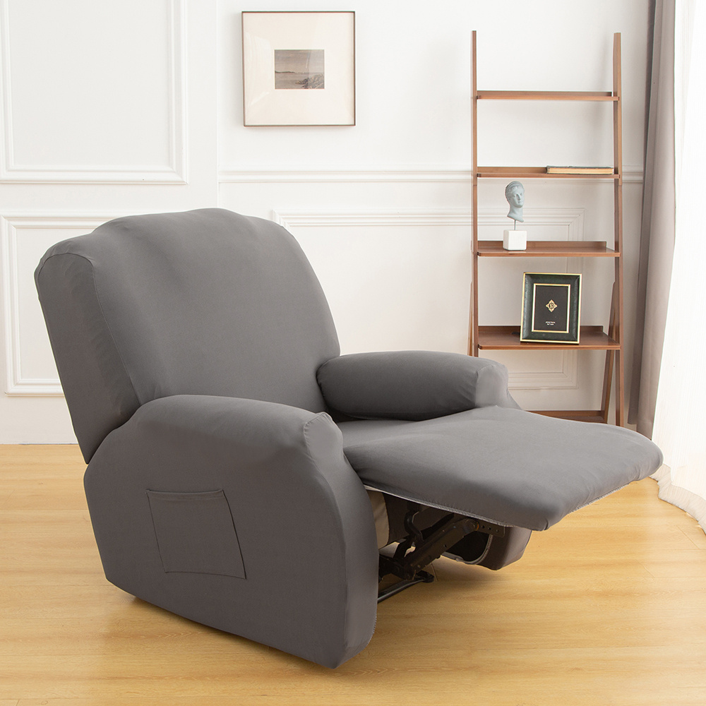 4pcs Set Solid Elastic Recliner Sofa Cover