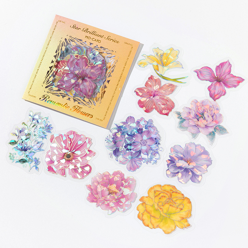 Stickers Flowers Blooming Series Three dimensional Laser - Temu