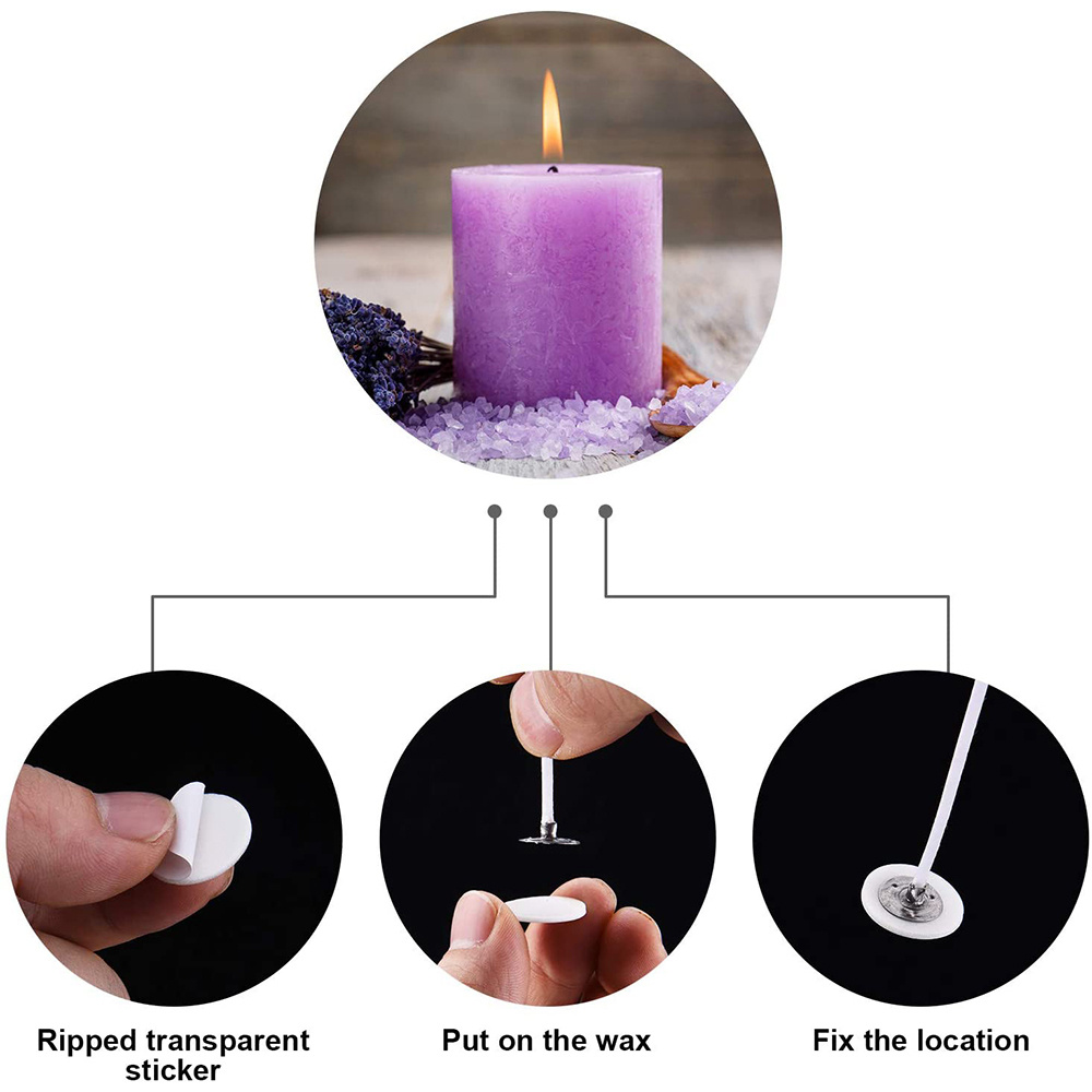 100pcs 20mm Candle Wick Stickers, Candle Making Double Sided Round Stickers  For Wax Holder, DIY Candle Making Supplies
