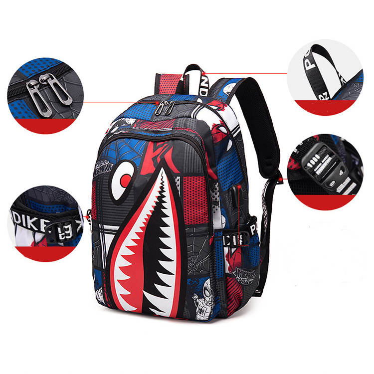 Mezyticky Student Lightweight Schoolbag Men's Waterproof Breathable Shark  Backpack Teenagers Fashion Oxford Fabric Backpack - Temu New Zealand