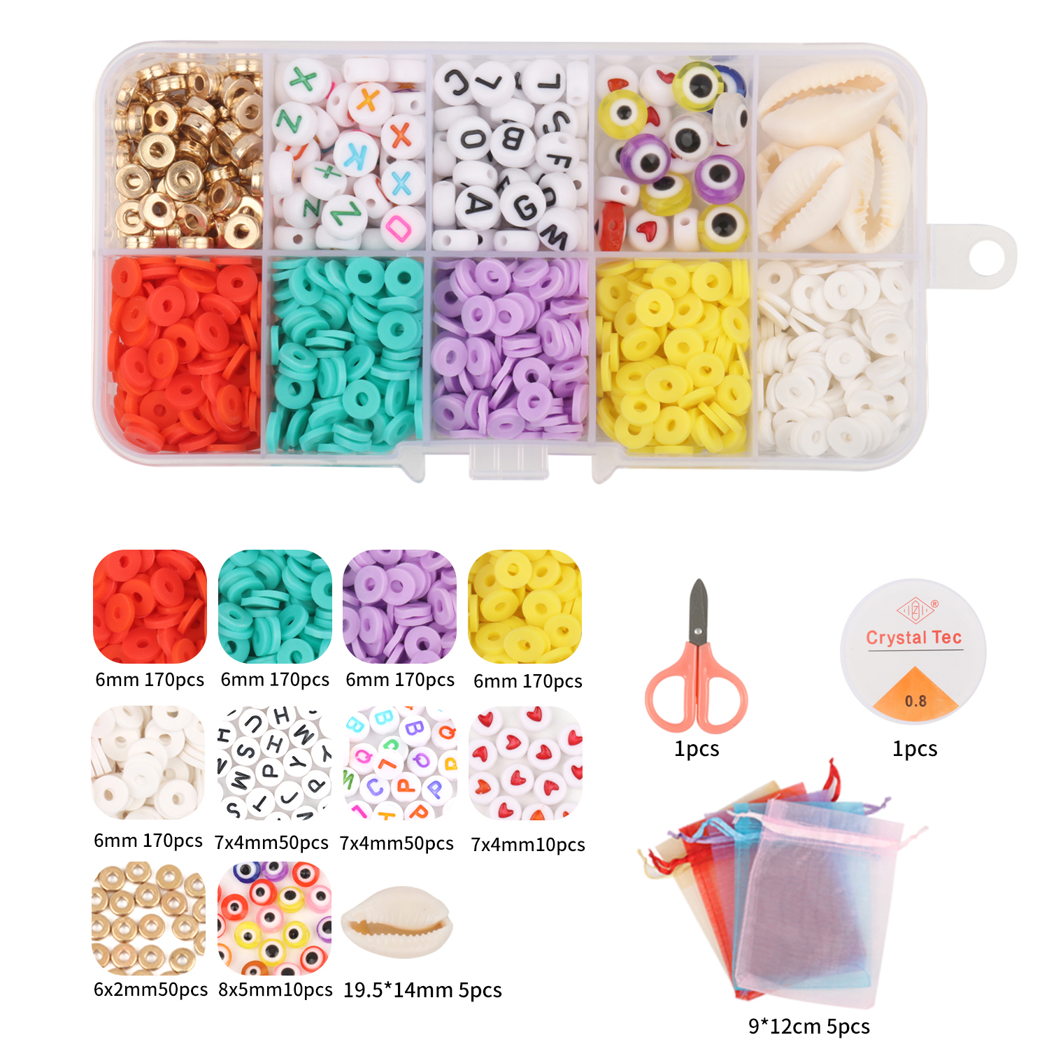 Mix Polymer Clay Acrylic Letter Beads Jewelry Making Kits For Kids