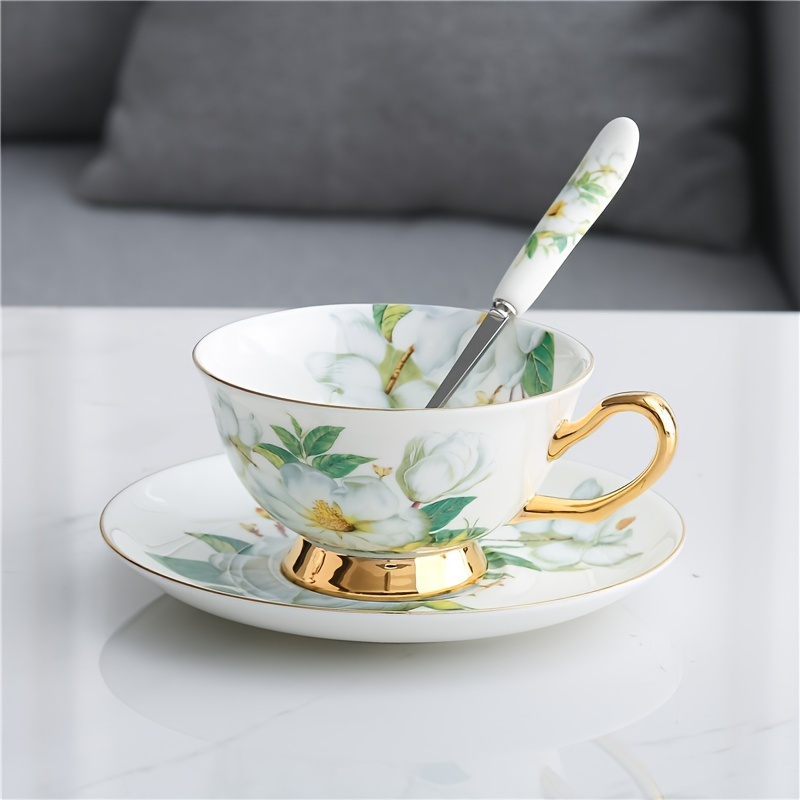 Taza de cerámica tazas y platillos Set de té Continental Taza de café Taza  de té de porcelana blanca Juego de taza de té de la tarde