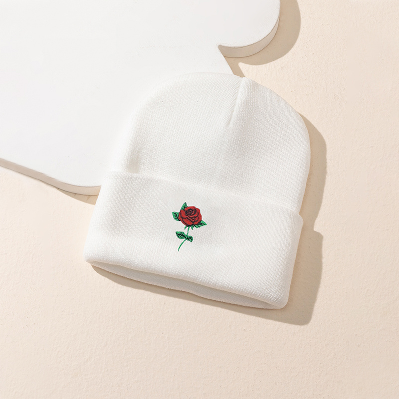 TEMU Winter Hats For Men And Women, Featuring Street Fashion, , And Embroidered Rose Designs