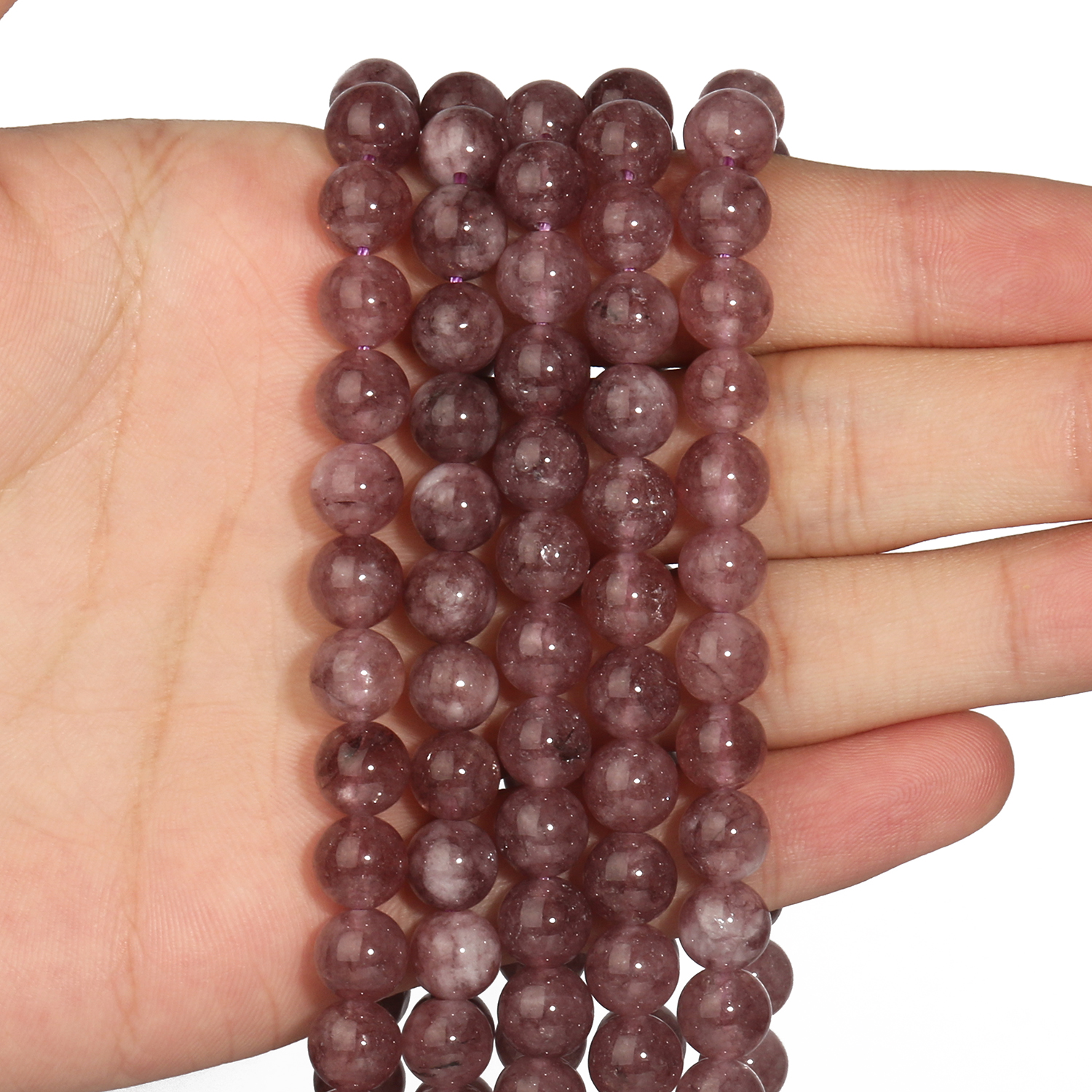 6/8/10mm Natural Purple Stone Lavender Charm Round Loose Beads For Jewelry  Making DIY Special Elegant Bracelets Necklace Handmade Craft Supplies