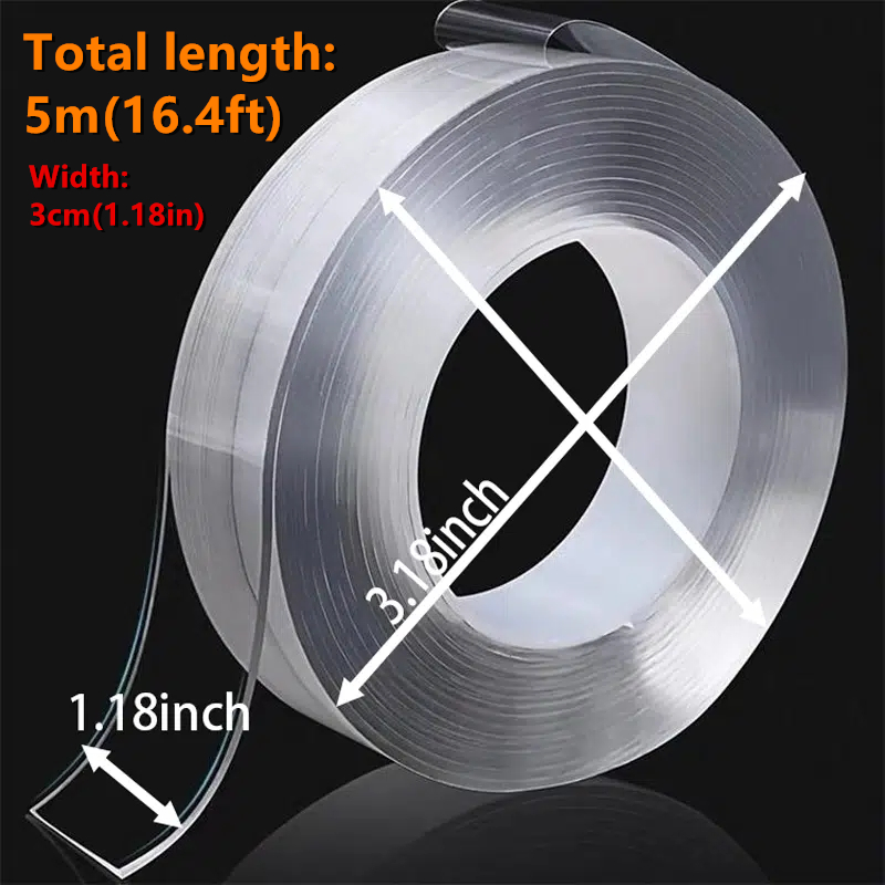 Double Sided Tape Heavy Duty(Total 3.28FT), Multipurpose Removable Mounting  Tape Adhesive Grip,Reusable Strong Sticky Wall Tape Strips Transparent
