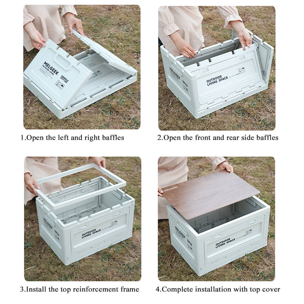 1 pc White Outdoor Camping Storage Box, Portable Large Capacity Folding Box,  Multifunctional Storage Box For Outdoor Camping Travel,Family Car Trunk Storage  Box