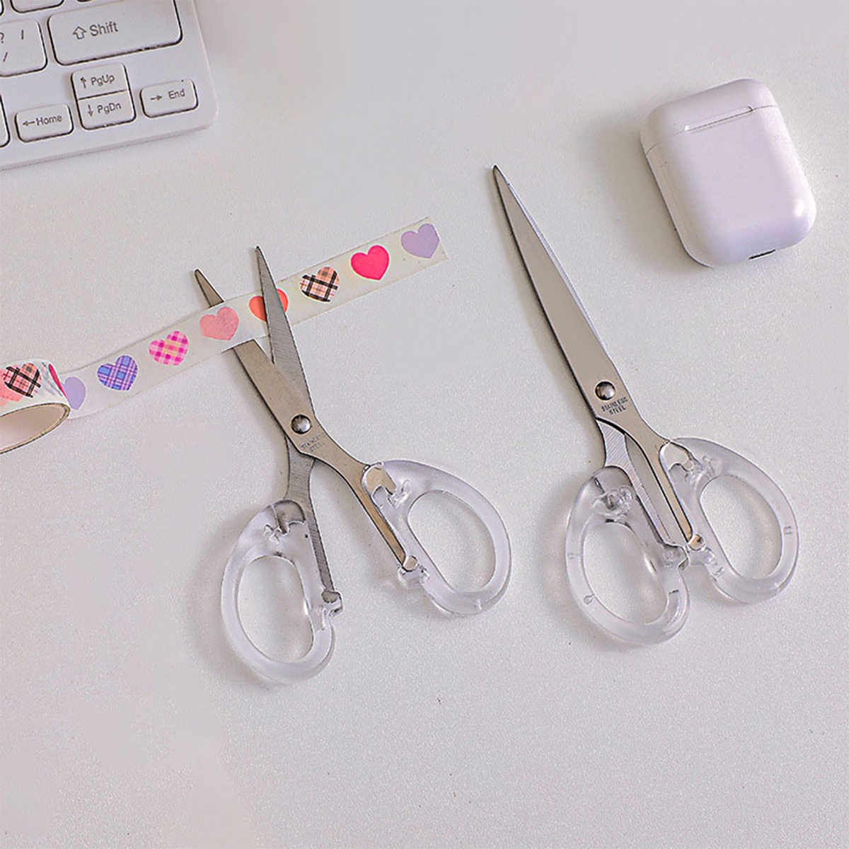 Cute Kawaii Clear Acrylic Silver Scissors School Office Scissors