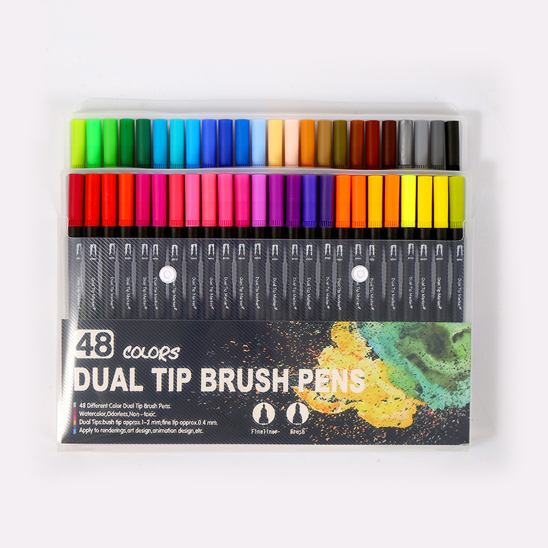 Mr. Pen- Dual Tip Brush Pens, 12 Colors, 0.4mm Fineliner Brush Pens