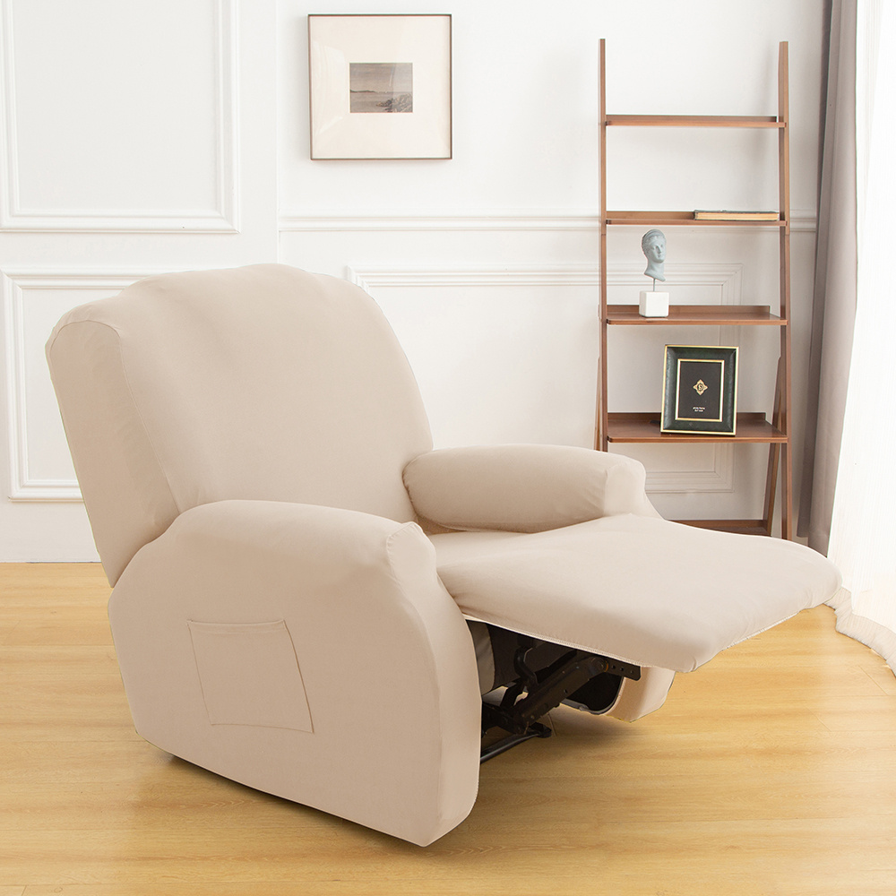 4pcs Set Solid Elastic Recliner Sofa Cover