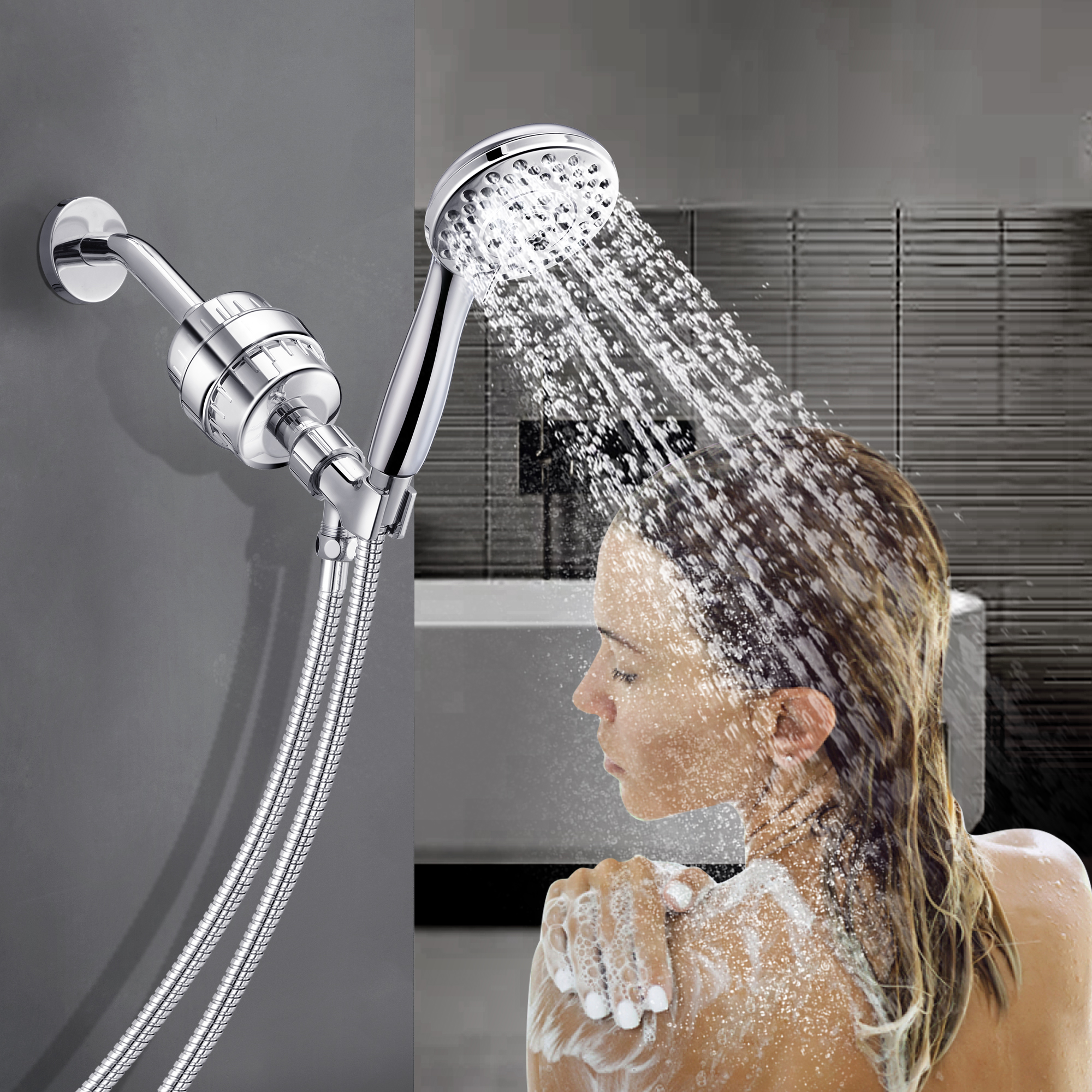 Juego de cabezal de ducha filtrado de lujo, filtro de 15 etapas, cabezal de  ducha de alta presión, cabezal de ducha filtrado, filtro para filtros de