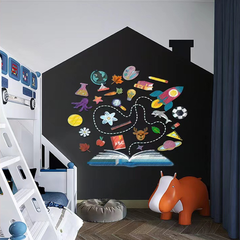 Pizarra de pizarra adhesiva extraíble de vinilo dibujo  decorativo mural apliques arte pizarra pared adhesivo para habitación de  los niños 23.6 x 78.7 in negro : Bebés