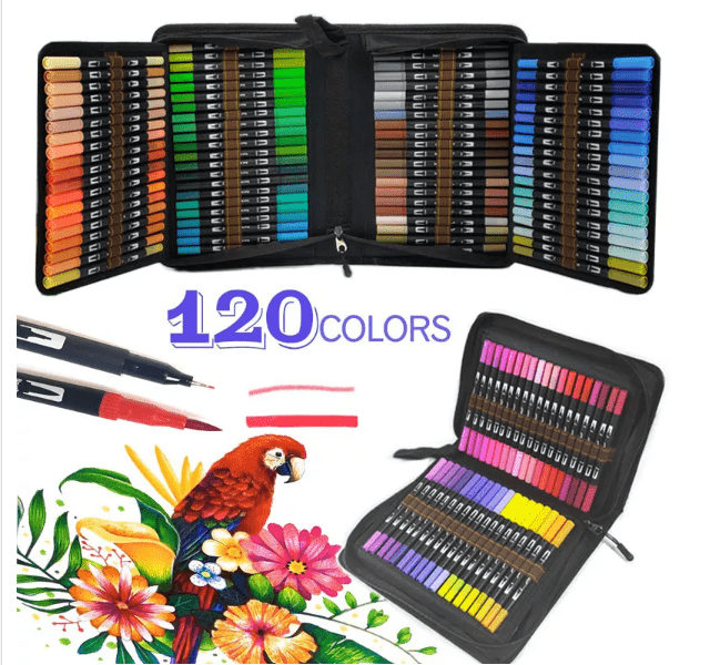 Skrfez Art Markers Dual Brush Pens Set, 120 Artist Coloring Marker