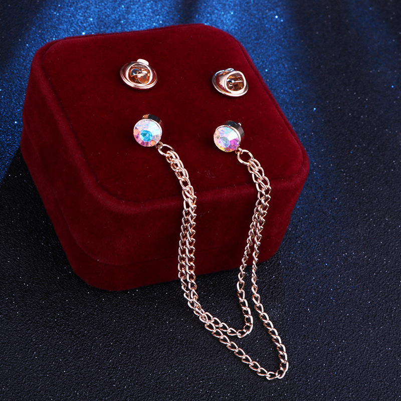 Rhinestone Tassel Pin Shirt Accessory Chain Brooch