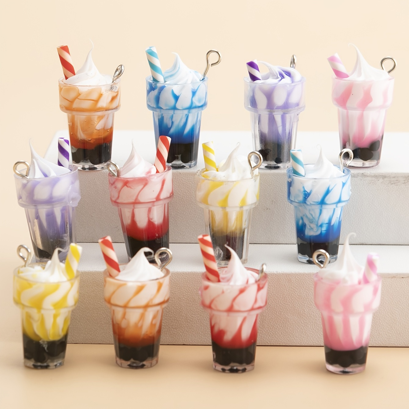 

12pcs Cartoon 3d Resin Ice Cream Charms For Diy Making Pendants Necklaces Cute Earrings Handmade Bracelet