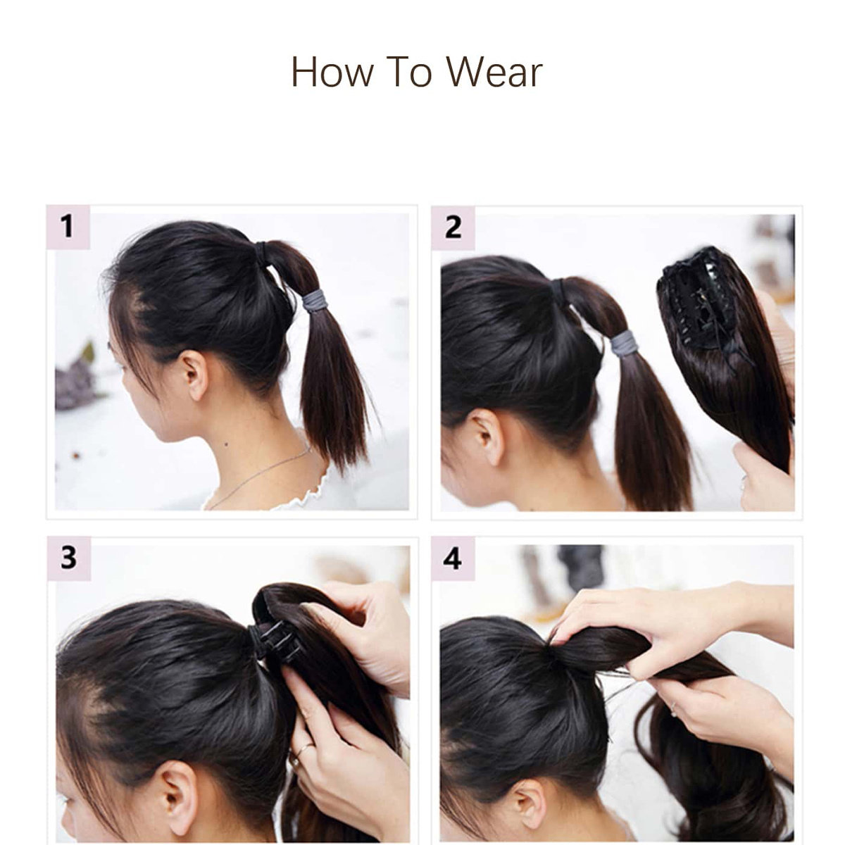 Ponytail Extensions Claw Clip Drawstring False Pigtail - Temu