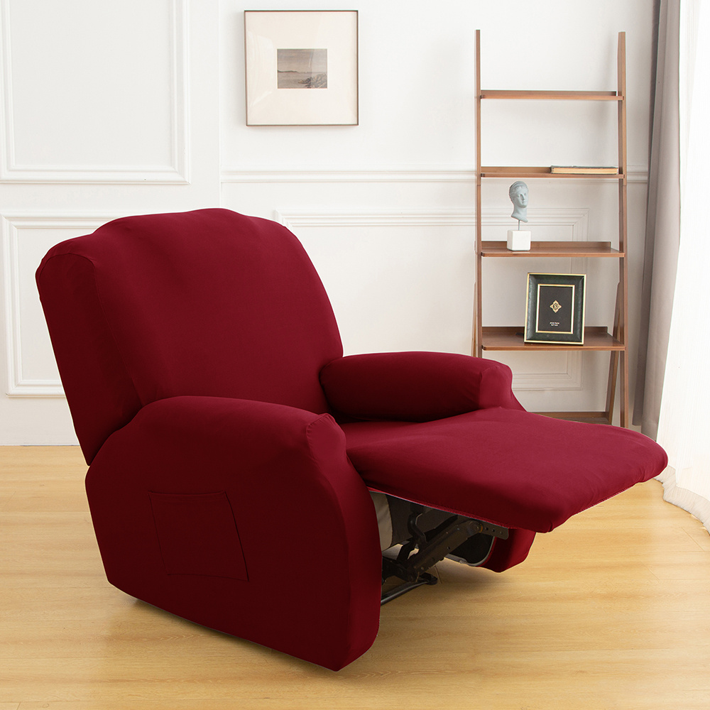 4pcs Set Solid Elastic Recliner Sofa Cover