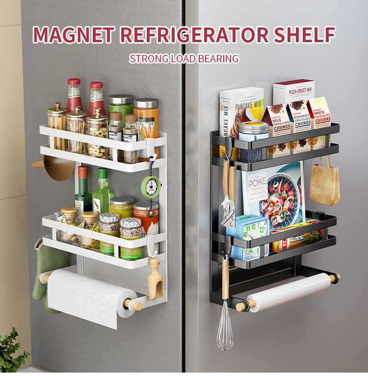 Magnet Fridge Shelf Magnetic Paper Towel Holder Kitchen Organizer Shelf  Spice Storage Rack Kitchen Accessories