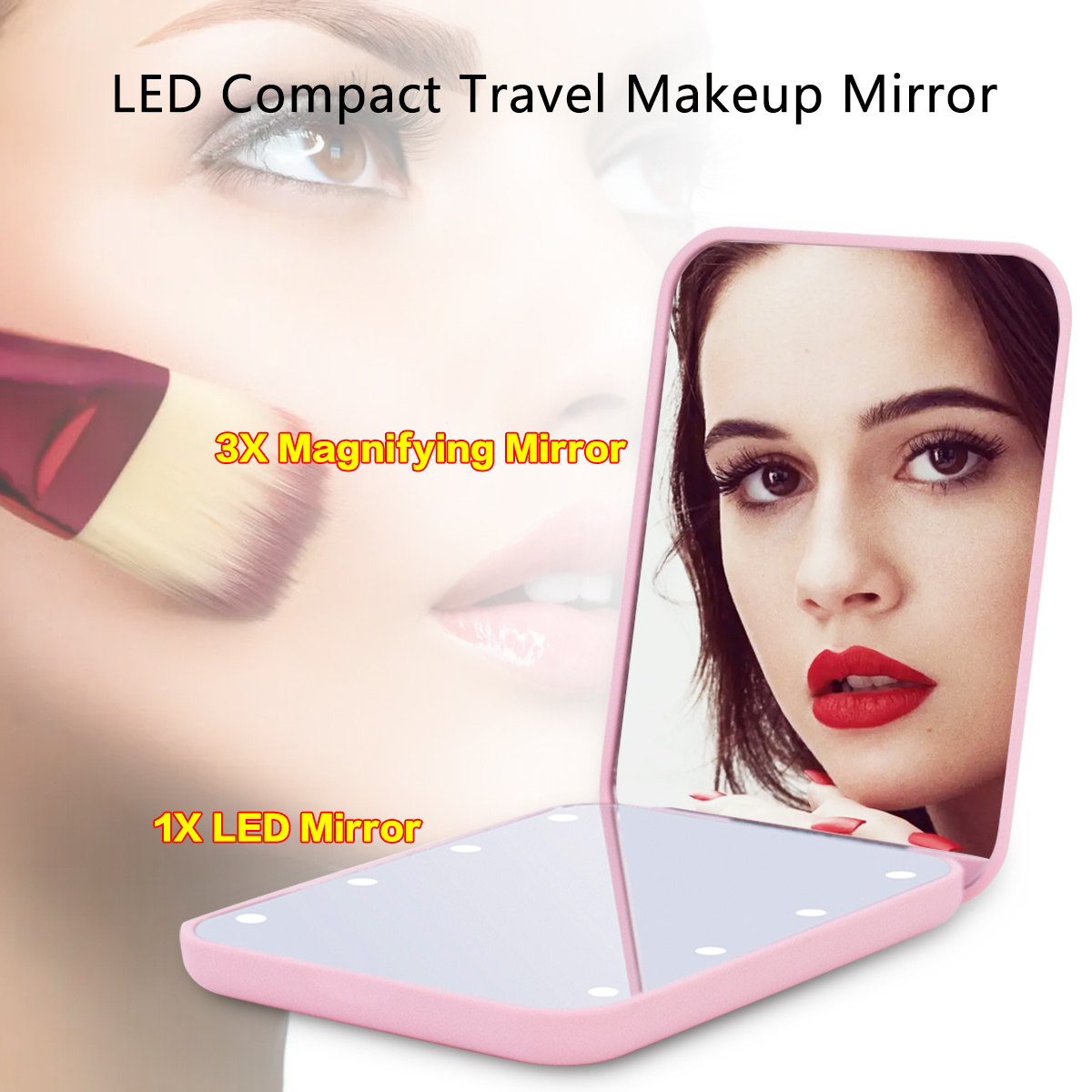 1x/3x Double Sided Magnifying Handheld Mirror,Travel Folding