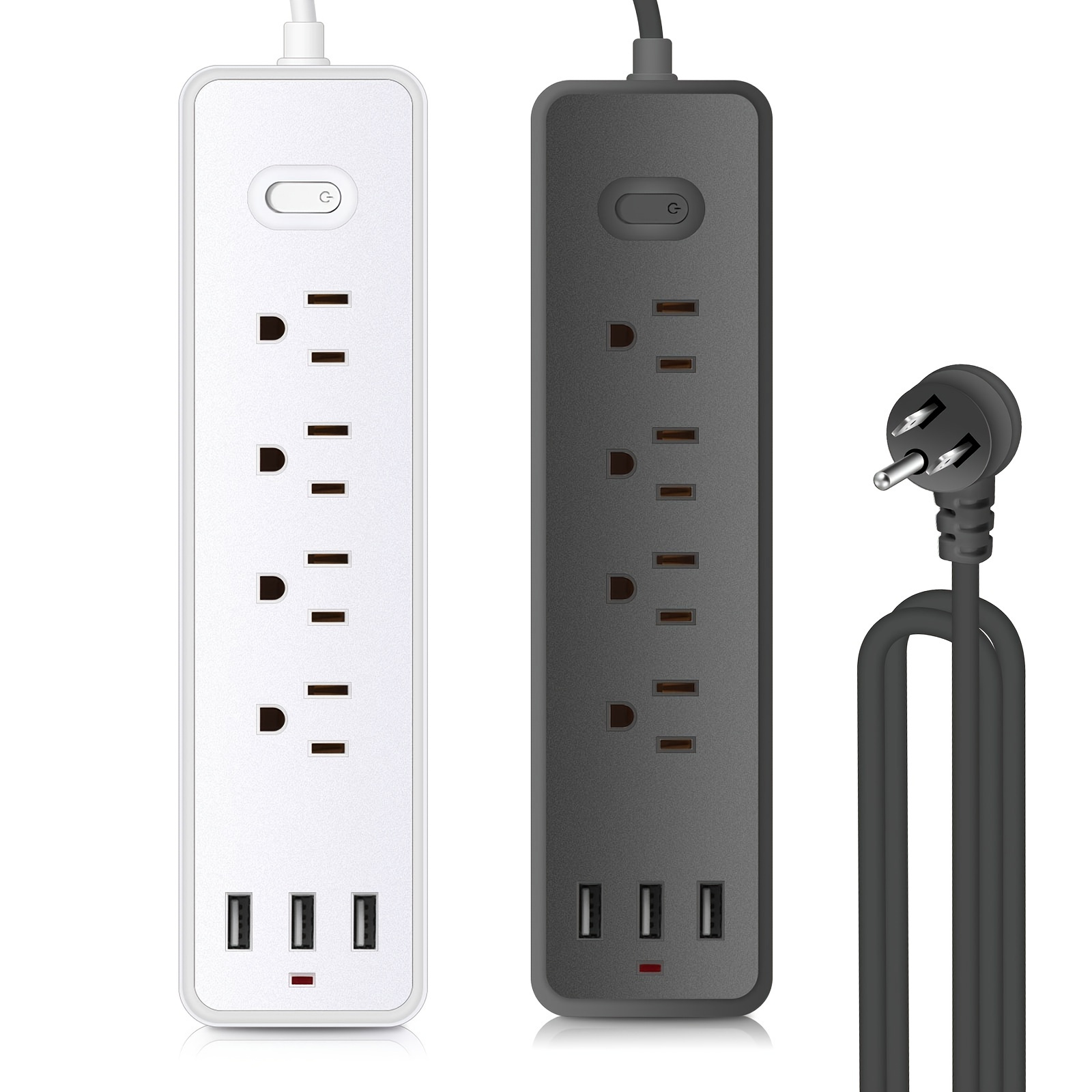 1pc Surge Protector Power Strip, 4 Ft Long Extension Cord, 4-Outlet Surge Protector, 3 USB Ports For Home, Office, Dorm Essentials, Overload Switch, Protected Indicator Light, For Dorm Room Essentials, Christmas Home Office Accessories,