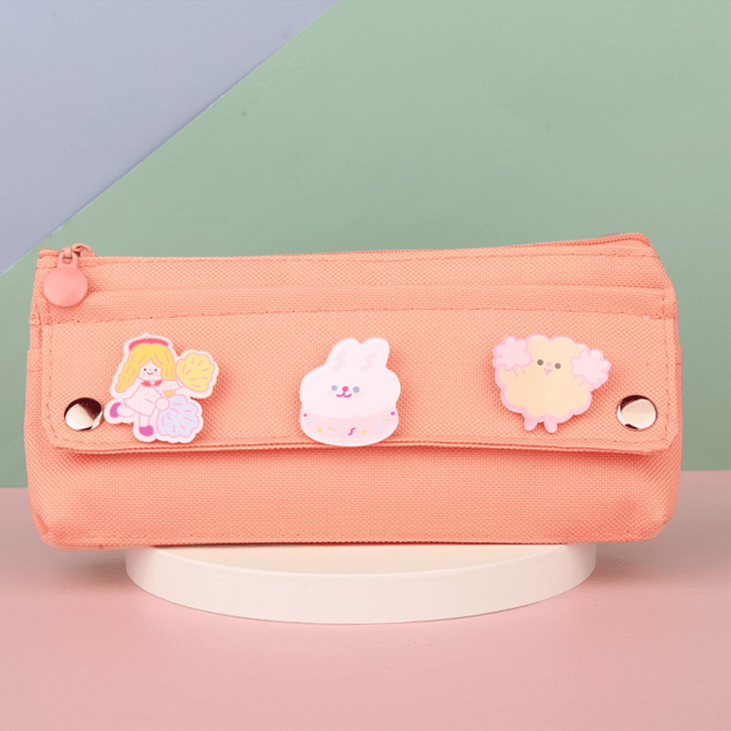 Kawaii Pencil Case With Pins Aesthetic Stationery Storage - Temu