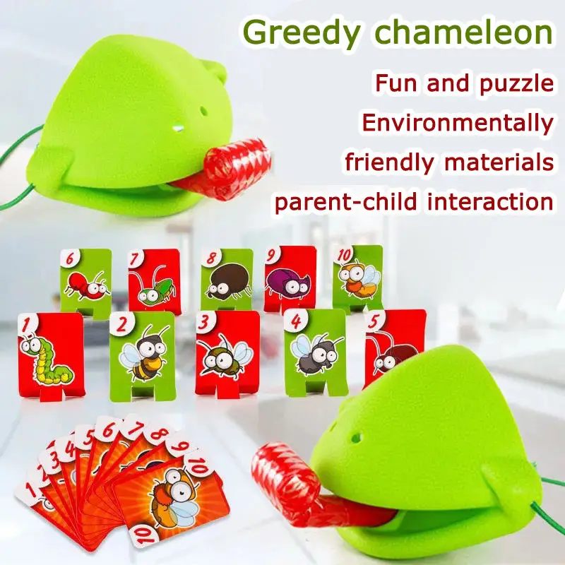 frog mouth sticking out tongue board game greedy snake chameleon playing cards competitive parent child interactive desktop childrens toys details 1