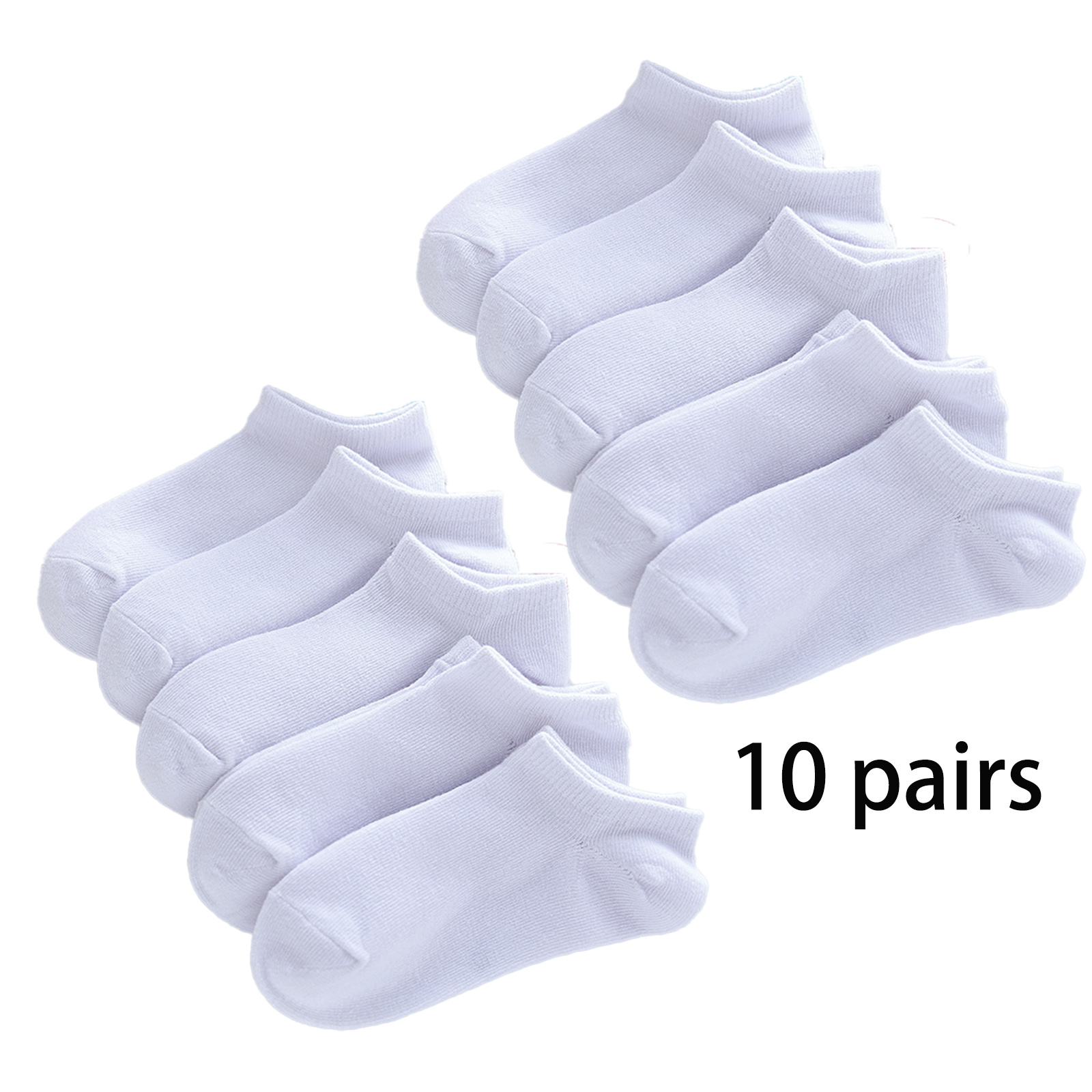 Image of 10 Pairs Of Socks For Children Aged 1-12 Spring And Summer Thin White Socks For Boys And Girls Children Students Spring And Autumn Socks