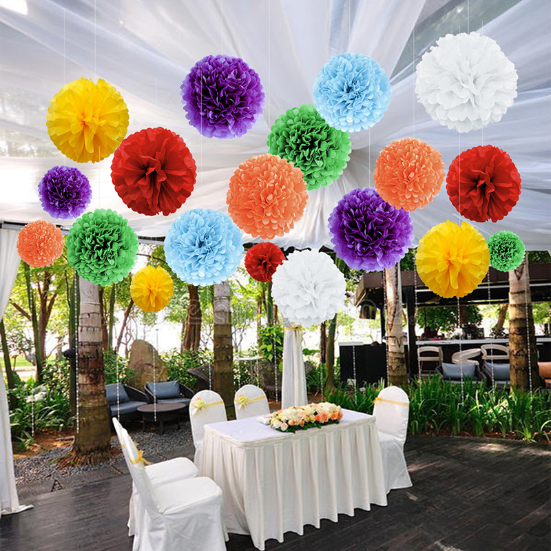 TEMU 14pcs, Diy Paper Flower Ball Pom Pom Charm Decoration