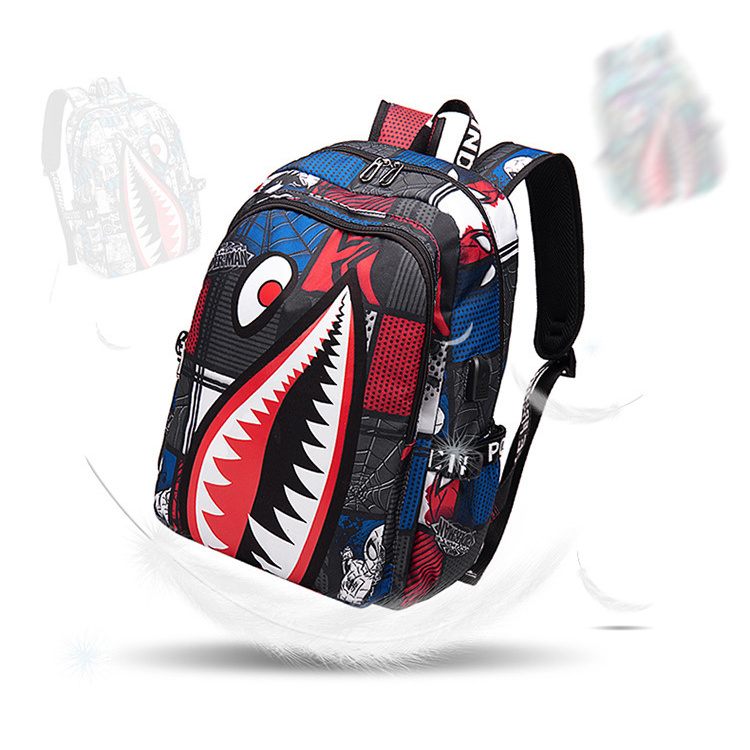 Mezyticky Student Lightweight Schoolbag Men's Waterproof Breathable Shark  Backpack Teenagers Fashion Oxford Fabric Backpack - Temu New Zealand