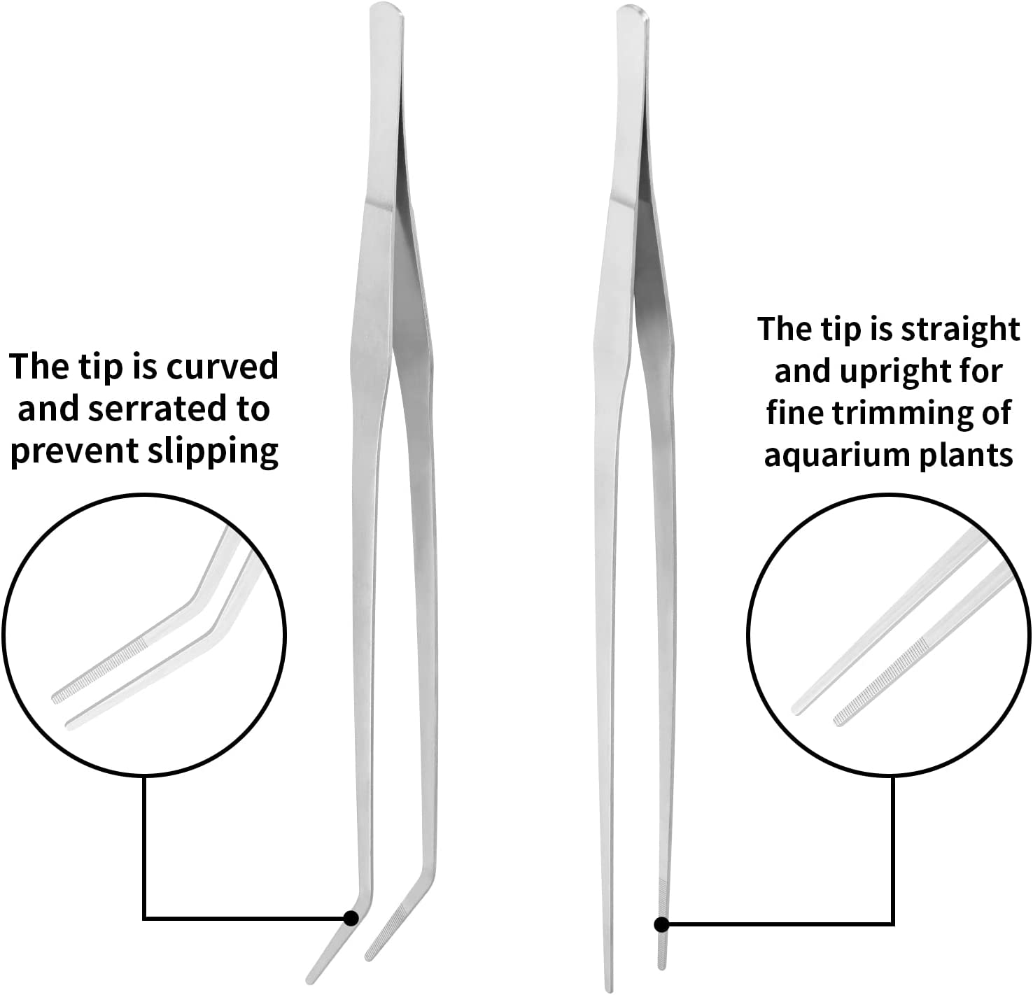 24-Inch Extra Long Straight Aquarium Tweezers - Stainless Steel Feeding & Planting Tongs (Blue Handle)